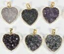 Lot: Druzy Amethyst Heart Pendants - Pieces #78428-1
